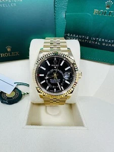 Rolex Sky-Dweller 336938 Jubilee Yellow Gold Black Dial Complete Set Unworn  - Picture 1 of 10