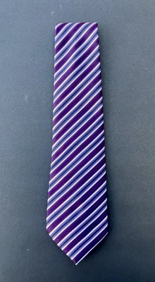 GIORGIO ARMANI Mens Necktie Tie 100% Silk Striped PURPLE Made in Italy - Image 1 of 4