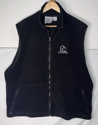 Chaleco polar negro XXL Ducks Unlimited para hombre cremallera completa Foto 1 de 4