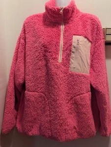 Cabana Women's Medium Pink 1/4 Zip Fuzzy Pullover With Front Pocket - Picture 1 of 10