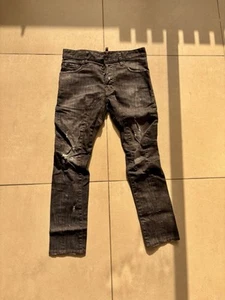 Dsquared2 Skinny Jeans Size 42 Black W Distressing, Paint Speckled - Picture 1 of 12