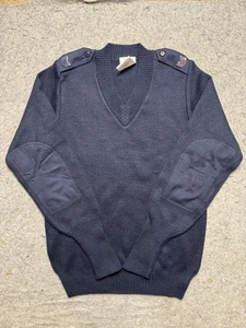 US Air Force Commando Pullover Herren Medium Navy V-Ausschnitt Schulterklappen Ellenbogen Patches - Bild 1 von 12