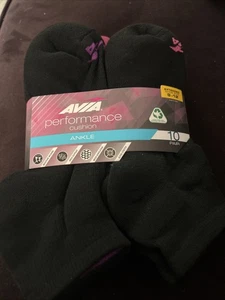 10 PAIR Avia Performance Cushion LOW CUT Ankle Socks Extended Size 9-12 Black - Picture 1 of 8