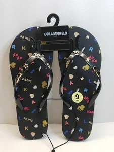 Nuevas chanclas/sandalias Karl Lagerfeld para mujer negras/multi con alfileres EE. UU. 9 M UK 6,5 - Imagen 1 de 11