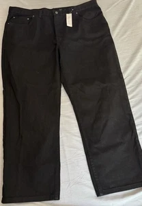 GEORGE Jeans Men Size 42 x 30 BLACK Cotton Relaxed Fit Tapered NEW WITH TAGS - Picture 1 of 9