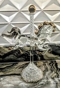 Caballo carrusel de cristal soplado a mano de Murano - Escultura grande de 14" con oro... - Imagen 1 de 24