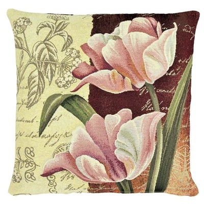 Gobelin Kissenhülle Frühling 45x45 Kissenbezug Dekokissen Tulpen Made in Germany - Bild 1 von 4