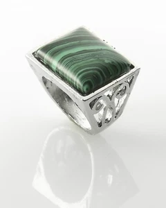 Fashion silver plated ring set Malachite gemstone size 10 ! Gift Jewelry & Love - Picture 1 of 1