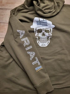 Ariat Rebar Roughneck Pullover Hoodie Mens XXL Olive Green Spellout Sleeve - Picture 1 of 13