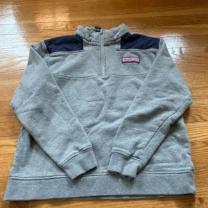 Boys Vineyard Vines Navy & Gray Shep Shirt Quarter Zip Sweatshirt Pullover Large - Picture 1 of 6
