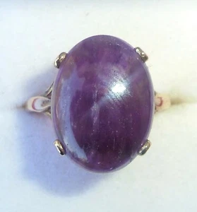 Large 9ct Gold Amethyst Quartz Solitaire Cocktail Ring, Size M1/2 - Picture 1 of 12