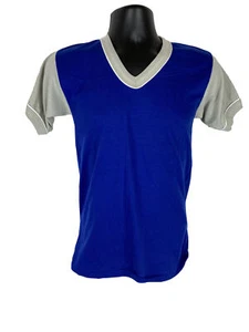 Vintage Small V-Neck T-shirt Russell Athletic Blue Gray Deadstock 70s Gold Tag - Picture 1 of 12