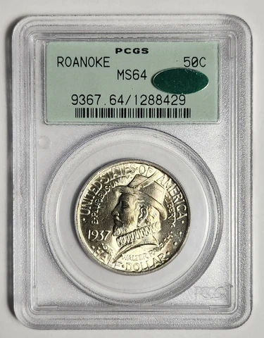 1937 P PCGS MS-64 CAC Roanoke - OLD GREEN HOLDER - OGH Cover