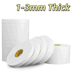 1-3mm Thick Strong Double Sided Mounting Tape White Adhesive Padded Sticky Tape - Picture 1 of 26