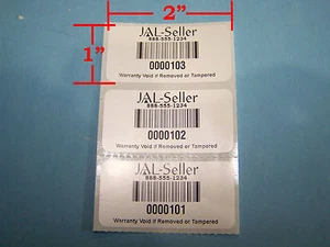 250 2" x 1" Weiß Polyester Individuell Bedruckt Asset Tracking Etiketten ID-Etiketten 2x1 - Bild 1 von 2