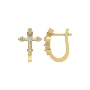 10k Yellow Gold Lab Grown Diamond Fashion Hoop Earrings Holiday Gift - Picture 1 of 5