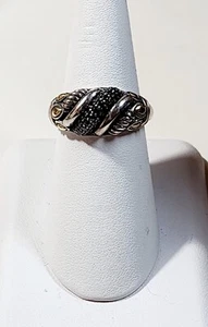 JAI JOHN HARDY .925 STERLING SILVER & 14k GOLD CZ RING - Sz 8.75 - 6 grams - Picture 1 of 12