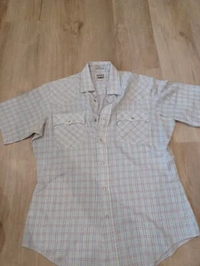 Camiseta Grande de Colección Levis Estilo Occidental Perla Snap Cripper Vaquero Rodeo a Cuadros M - Imagen 1 de 9