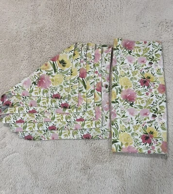 Cynthia Rowley Floral Tablecloth & 6 Napkins 100% Cotton Multicolor Size 89"X59" - Image 1 of 4