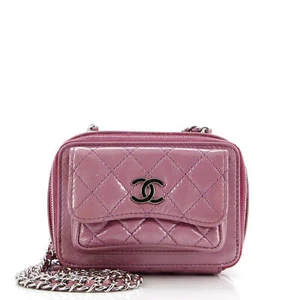 Chanel Pocket Box Camera Case Quilted Patent Mini - Picture 1 of 9