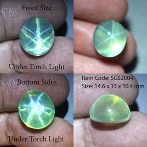 20.35 Ct 14.6x13 MM Spring Green Star Sapphire 6 Rays Lab Corundum VDO SGS2004 - Picture 1 of 6