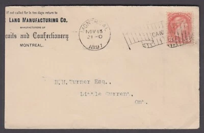 CANADA COVER  LANG MANUFACTURING CO., MONTREAL, NOVEMBER 13, 1897 - Image 1 of 2