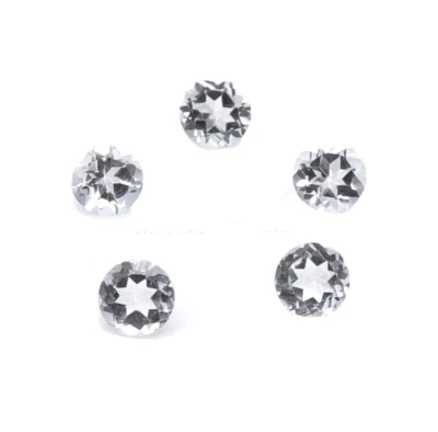 Piedra preciosa suelta corte facetado forma redonda topacio blanco natural AAA 20 piezas Foto 1 de 4