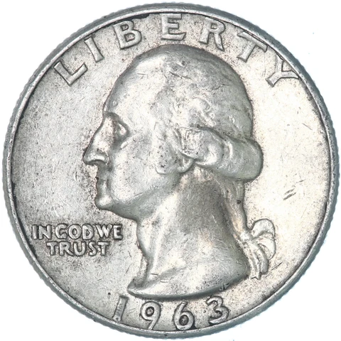 1963 (P) Washington Quarter 90% Silver Extra Fine XF See Pics U503 Cover