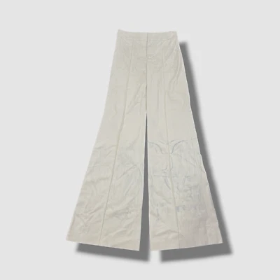 $330 Pantalones Alice + Olivia Para Mujer Blanco Dylan Imitación Cuero Pierna Ancha Talla 8 Foto 1 de 4
