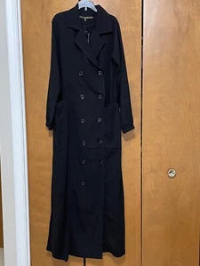 Gabardina Doble Pecho Negra Talla M - Imagen 1 de 11