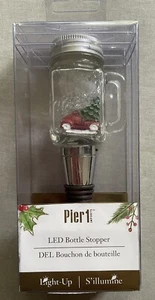 NEW Pier 1 Wine Bottle Stopper LED Glass Mason Jar Red Truck Christmas Tree Snow - Picture 1 of 6