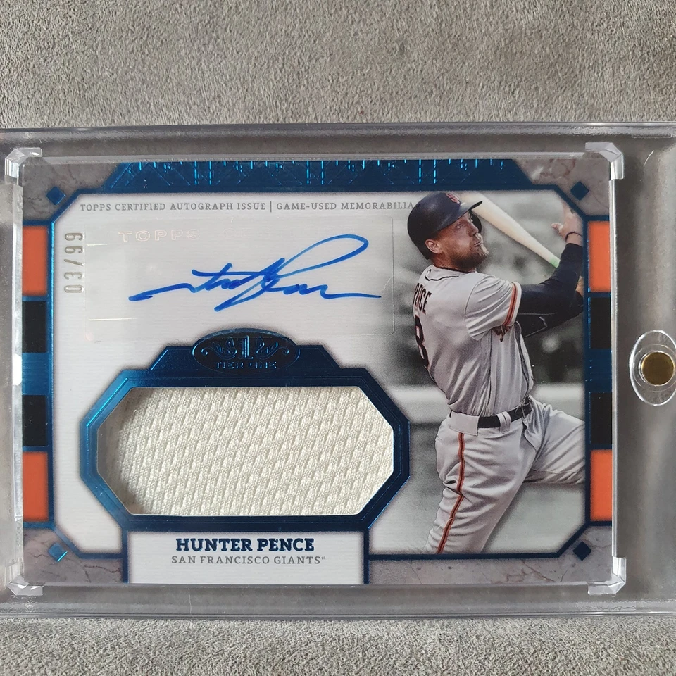 Tarjeta de reliquia automática Jumbo #3/99 2024 Topps Tier One de béisbol con certificación de peniques Foto 1 de 4