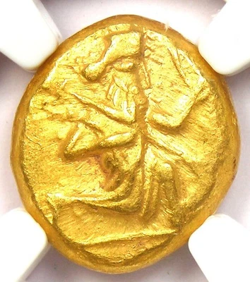 Persia Achaemenid Gold Hero King AV Daric Bible Coin 400 BC - NGC Choice XF (EF) - Image 1 of 4