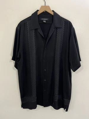 Guayabera Resort Bowling Camp Shirt L Rockabilly Lounge Elvis Resort Retro Dad - Image 1 of 4