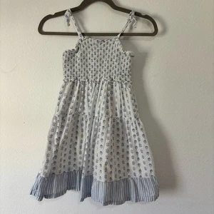 GAP Kids White and Gray Smocked Sundress Sleeveless Casual - Picture 1 of 5