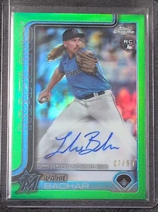 2025 Topps Chrome Lake Bachar #RA-LB Chrome Auto Green /99 Miami Marlins MLB - Picture 1 of 2