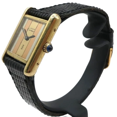 Vintage Must de Cartier Tank Stripe Dial – 20.5mm x 28.1mm – Vermeil 925 Case - image 1 of 4