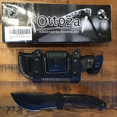 Ottoza Handmade 1095 Carbon Steel Tracker Knife with Micarta Handle & Sheath - Image 1 of 4
