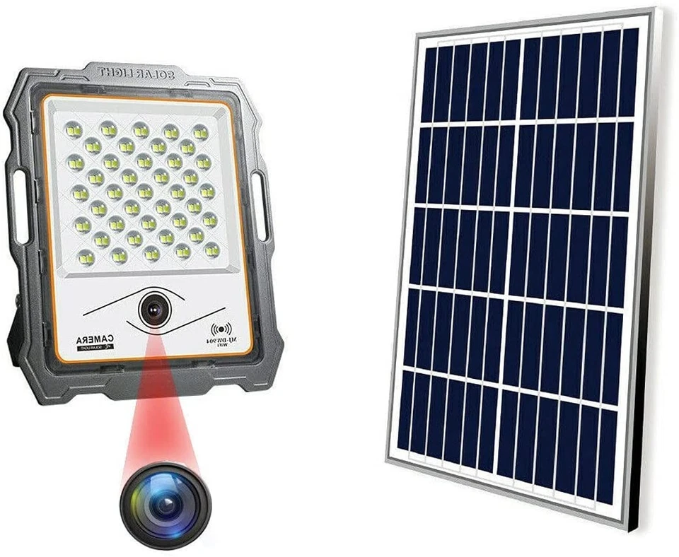 Faro LED Solare con Telecamera WiFi 1080p IP67 6000K Impermeabile per Esterni - Image 1 of 4