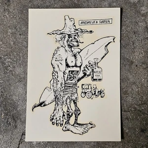 Vintage SURF DECAL 1960's surfing surfer board woody hot rod auto window vw van - Picture 1 of 5