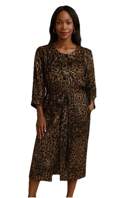 Adrianna Papell Animal Print 100% Silk Dress Size 12 - Image 1 of 4