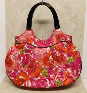 Vera Bradley Vivian Rosenmuster Handtasche gesteppte Kunststoffgriffe - Bild 1 von 21