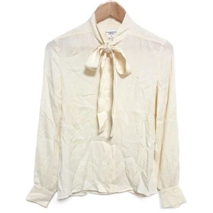 CHANEL Creations Vintage Coco Mark Jacquard Langarm Hemd Bluse 6 Elfenbein - Bild 1 von 10