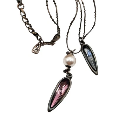 Uno De 50 Love Crazy Necklace Long Double Layer Crystal Drops - Image 1 of 4
