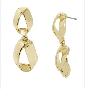 Robert Lee Morris Soho Sculptural Double Drop Earrings In Gold - Picture 1 of 2