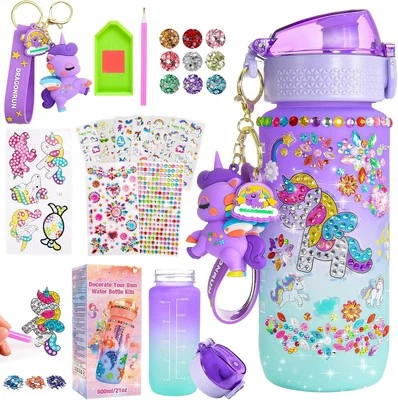 HAPIKIDS DIY Trinkflaschen-Bastelset für Kinder – Einhorn Diamond Sticker & Accessoires