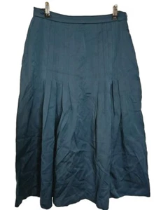 Vintage Sportscraft Pleated Wool Skirt Size 14 (Suits 12) Green Midi Whimsigoth - Picture 1 of 16