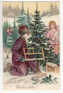 Weihnachten St. Nikolaus Saint Nicholas Santa Claus christmas Präge Litho 1905 - Picture 1 of 2