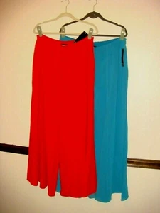 NWT PAPELL STUDIO WIDE LEG PANTS SIZE L Large BLUE OR RED FULLY LINED - Picture 1 of 14