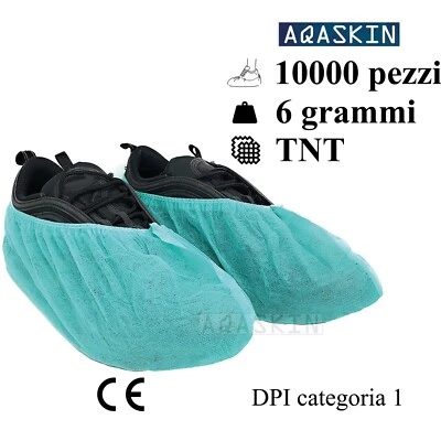 10000 pezzi Copriscarpe Monouso TNT Verde calzari copri scarpa usa getta DPI 6g - Immagine 1 di 4